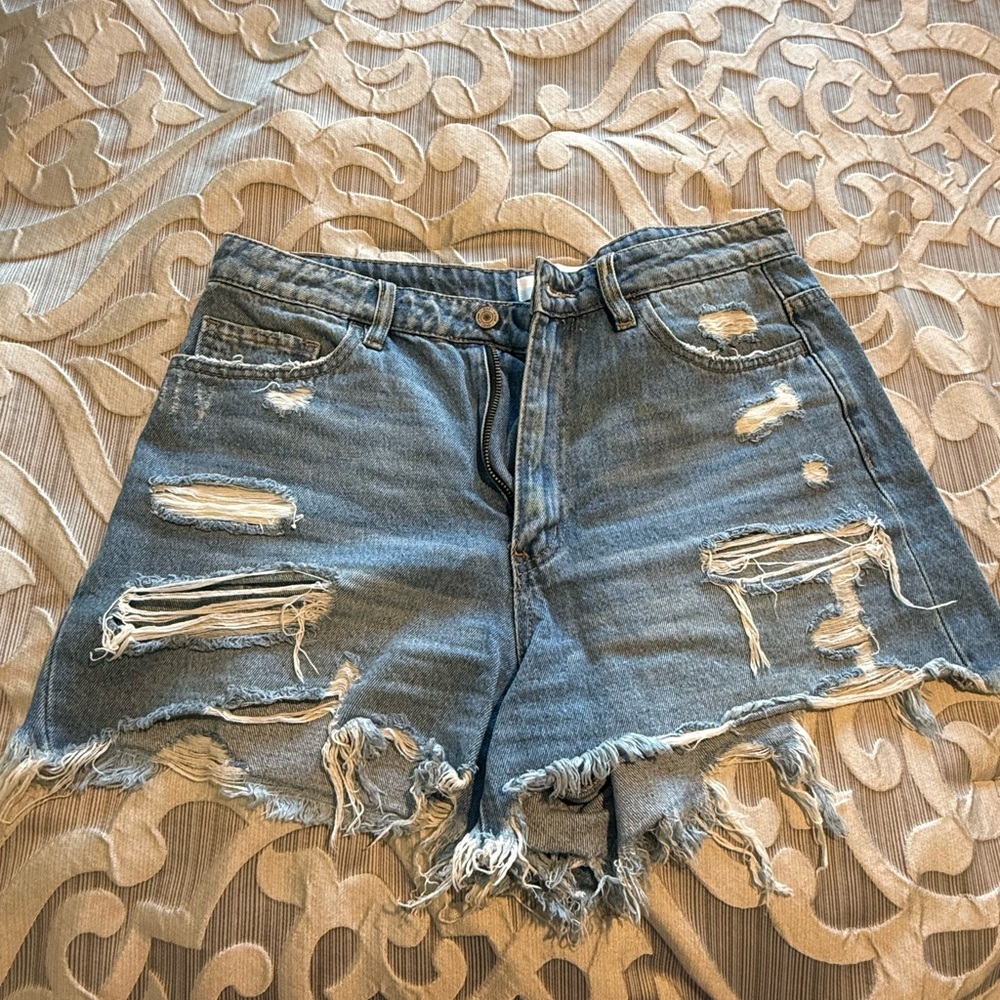 Trendy Ripped Denim Jean Shorts
